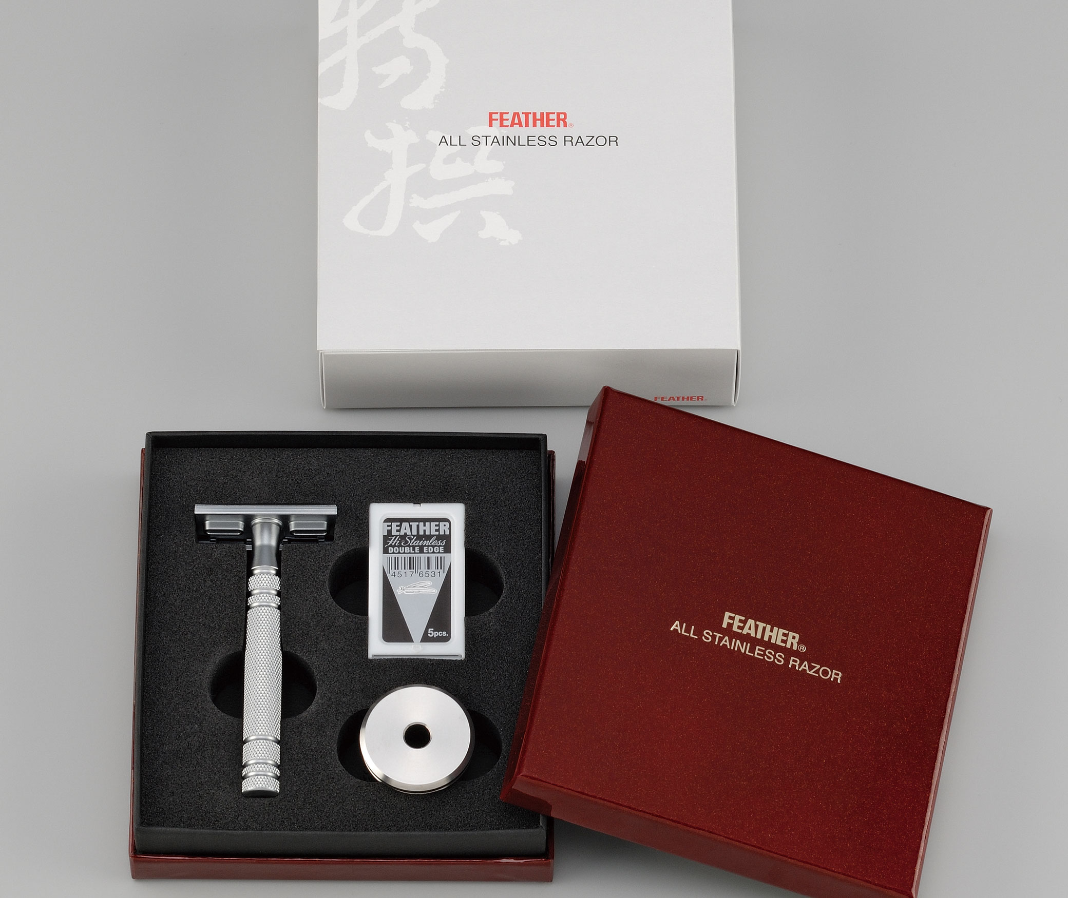 Feather Stainless Steel Double Edge Razor with Stand box