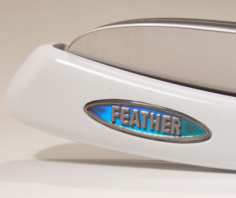 Feather Artist Club DX Pearl White Folding Razor closed
