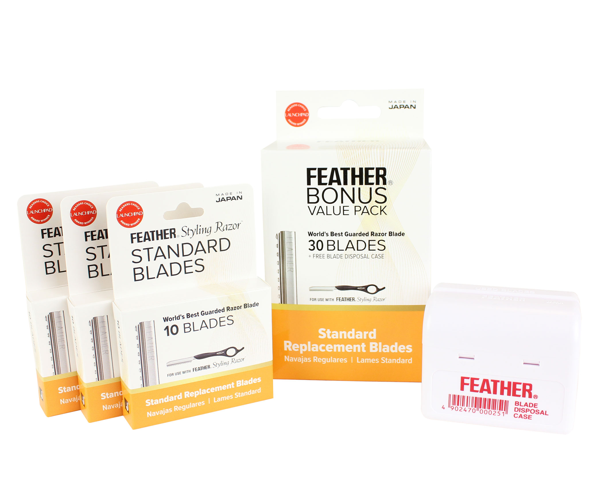 Feather Bonus Value Pack - 3 Standard Blade Packs - Disposal Case