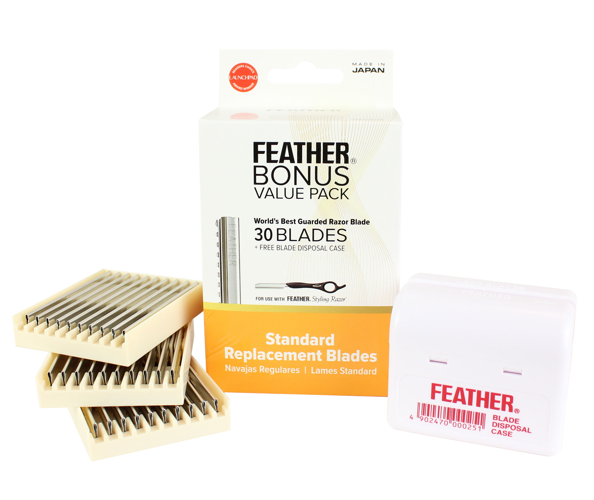 Feather Bonus Value Pack Standard Blades - Disposal Case