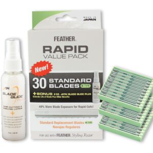 Feather Rapid Value Pack - 30 R-Type Blades + 2 oz. Blade Glide Plus