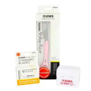 Feather Styling Razor Kit - Baby Pink with Standard Blades and Disposal Case