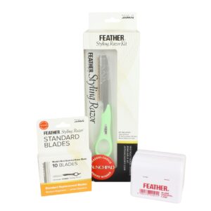 Feather Styling Razor Kit - Detail Mint Green with Standard Blades and Disposal Case