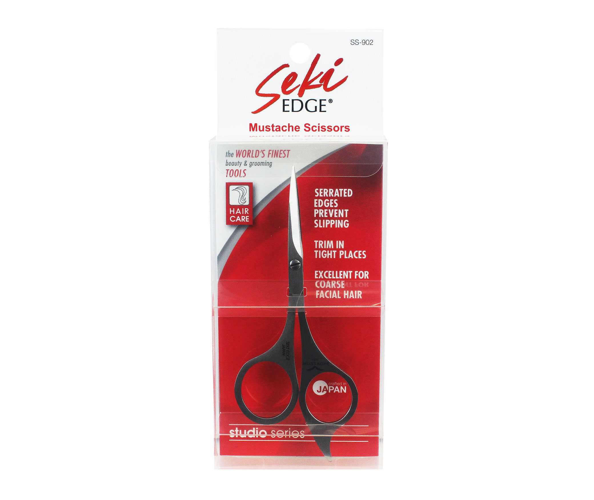Seki Edge Stainless Steel Moustache and Beard Scissors (SS-902) package